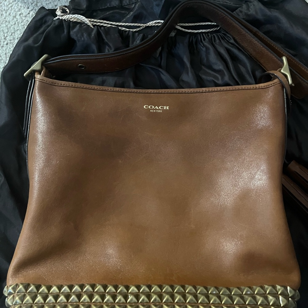 Coach Brown Leather Shoulder Bag with Dust Cover